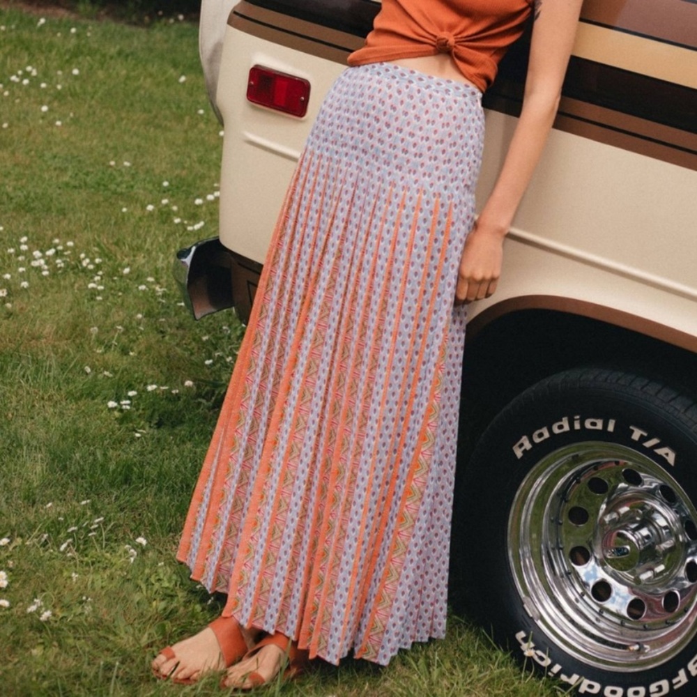 NWT Anthropologie Nonie Pleated Maxi Skirt 8P
